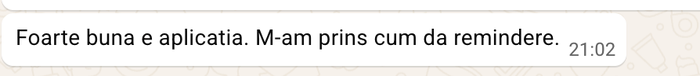 Mesaj primit pe WhatsApp