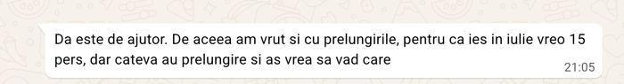 Mesaj primit pe WhatsApp